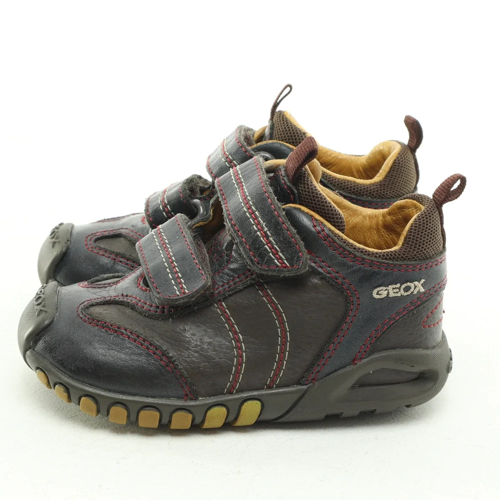 Geox Kids All Leather Sneaker Hook & Loop Baby & Walker Size US5.5 EUR21 Brown - Picture 8 of 16